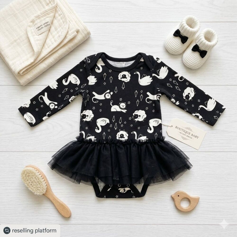 Cat & Jack Baby One Piece Tulle Skirt Gray Long Sleeves Size 0-3 months